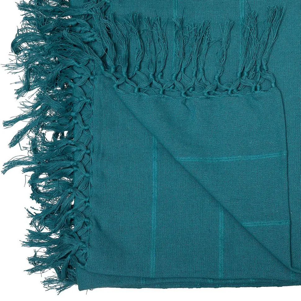 Jeté de lit en coton - bleu canard 230x250 cm - Atmosphera