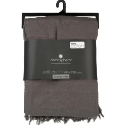 Jeté de lit en coton - gris 230x250 cm - Atmosphera