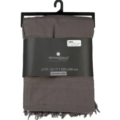 Jeté de lit en coton - gris 230x250 cm - Atmosphera