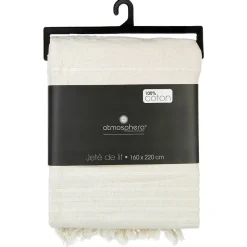 Jeté de lit en coton - ivoire 160x220 cm - Atmosphera