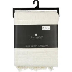 Jeté de lit en coton - ivoire 160x220 cm - Atmosphera