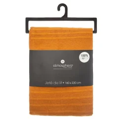 Jeté de lit en coton - jaune moutarde 160x220 cm - Atmosphera