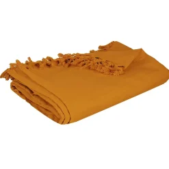 Jeté de lit en coton - jaune moutarde 160x220 cm - Atmosphera