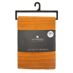 Jeté de lit en coton - jaune moutarde 160x220 cm - Atmosphera