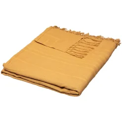 Jeté de lit en coton - jaune moutarde 230x250 cm - Atmosphera