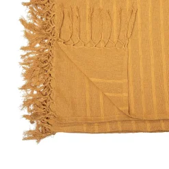 Jeté de lit en coton - jaune moutarde 230x250 cm - Atmosphera