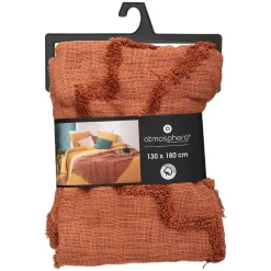 Jeté de lit Inca en coton tufté - terracotta 130x180 cm - Atmosphera