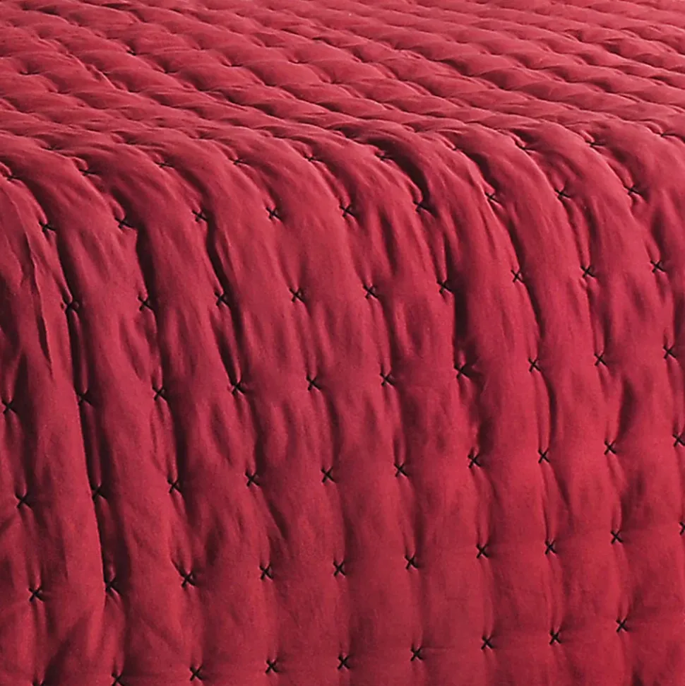 Jeté de lit matelassé et uni (150x200 cm - Rouge)