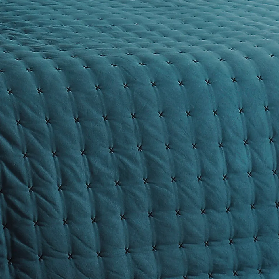 Jeté de lit matelassé et uni (230x250 cm - Bleu)