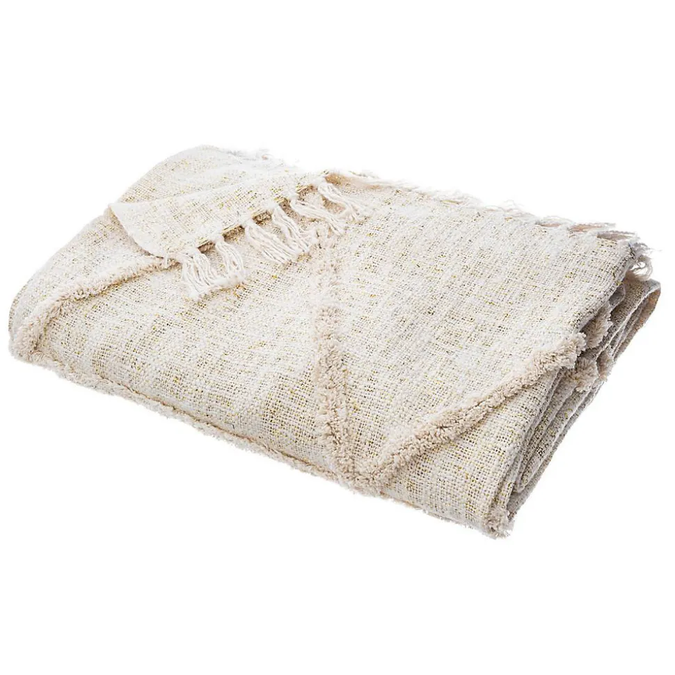 Jeté de lit Shine en coton & lurex - ivoire 130x180 cm - Atmosphera