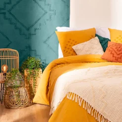 Jeté de lit Shine en coton & lurex - ivoire 130x180 cm - Atmosphera