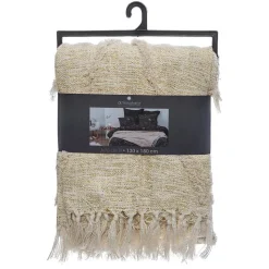 Jeté de lit Shine en coton & lurex - ivoire 130x180 cm - Atmosphera