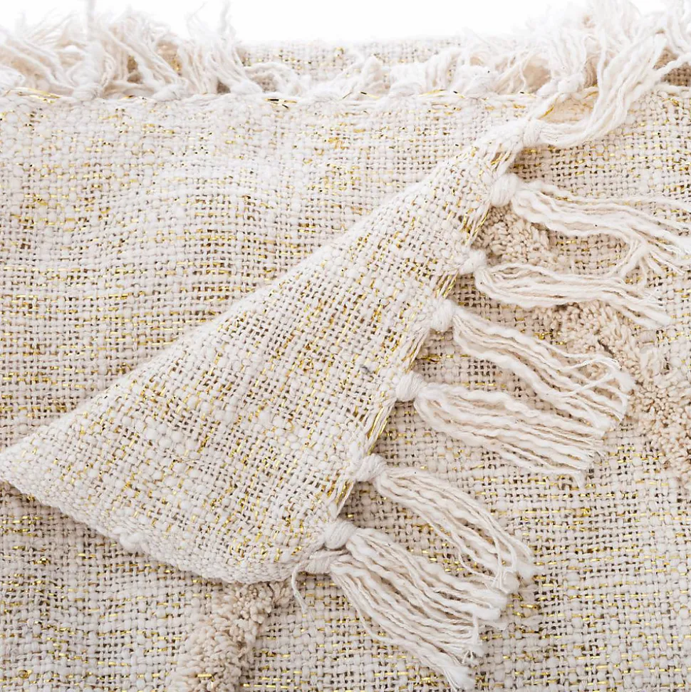 Jeté de lit Shine en coton & lurex - ivoire 130x180 cm - Atmosphera