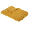 Jeté de lit tufté Inca 130x180 ocre coton