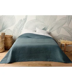 Jeté de lit uni 100% polyester "Hawai" - 180x240cm - Bleu marine
