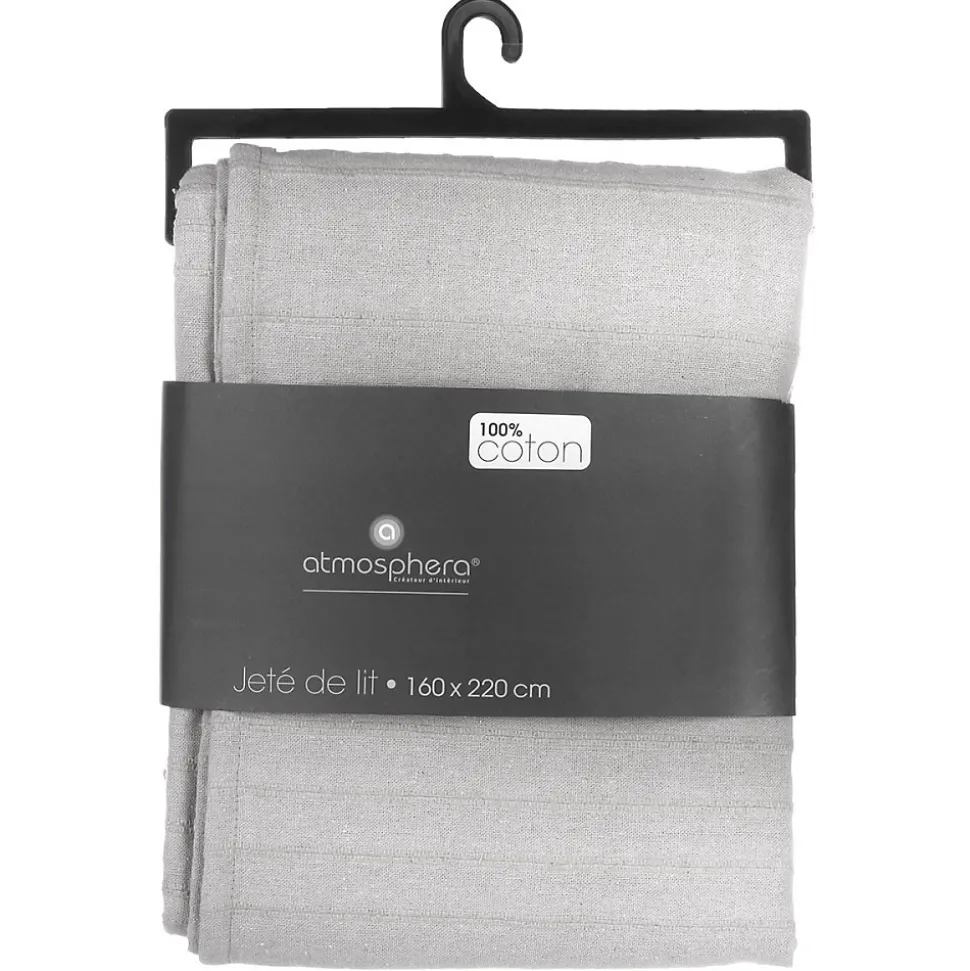 Jeté de lit 160x220 gris clair coton