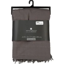Jeté de lit 230x250 gris coton