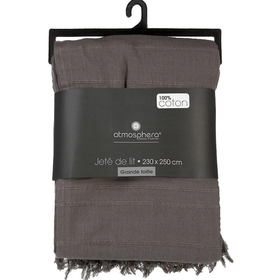 Jeté de lit 230x250 gris coton