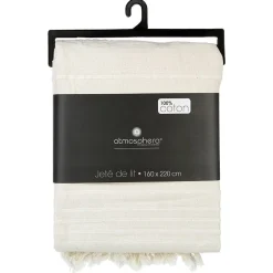 Jeté de lit 160x220 ivoire coton