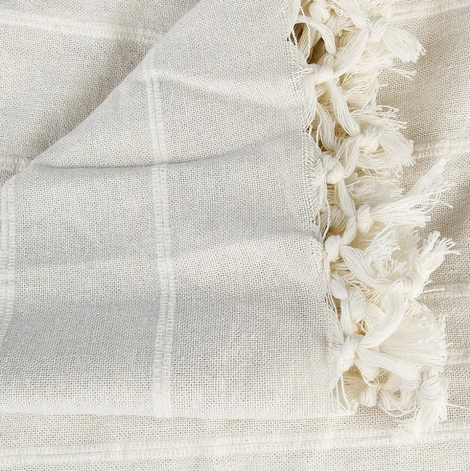 Jeté de lit 230x250 ivoire coton