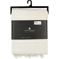 Jeté de lit 230x250 ivoire coton