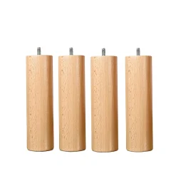 Jeu de pieds de lit cylindriques en bois Hauteur 20 cm (lot de 4)