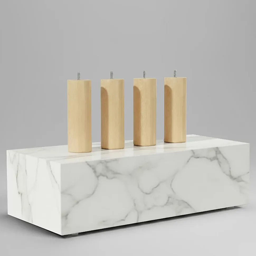 Jeu de pieds de lit cylindriques en bois Hauteur 30 cm (lot de 4)