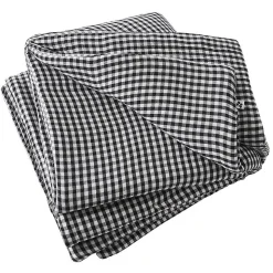 JOEL - Chemin de Lit 90x200cm Gaze de Coton Vichy Coloris Truffe