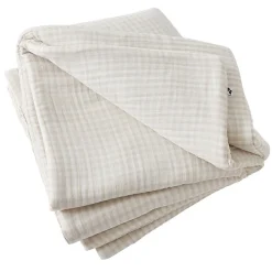 JOEL - Chemin de Lit 90x200cm Gaze de Coton Vichy Coloris Pampa