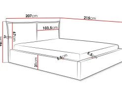 John - lit coffre - 180x200 cm - en velours - sommier inclus - Best Mobilier