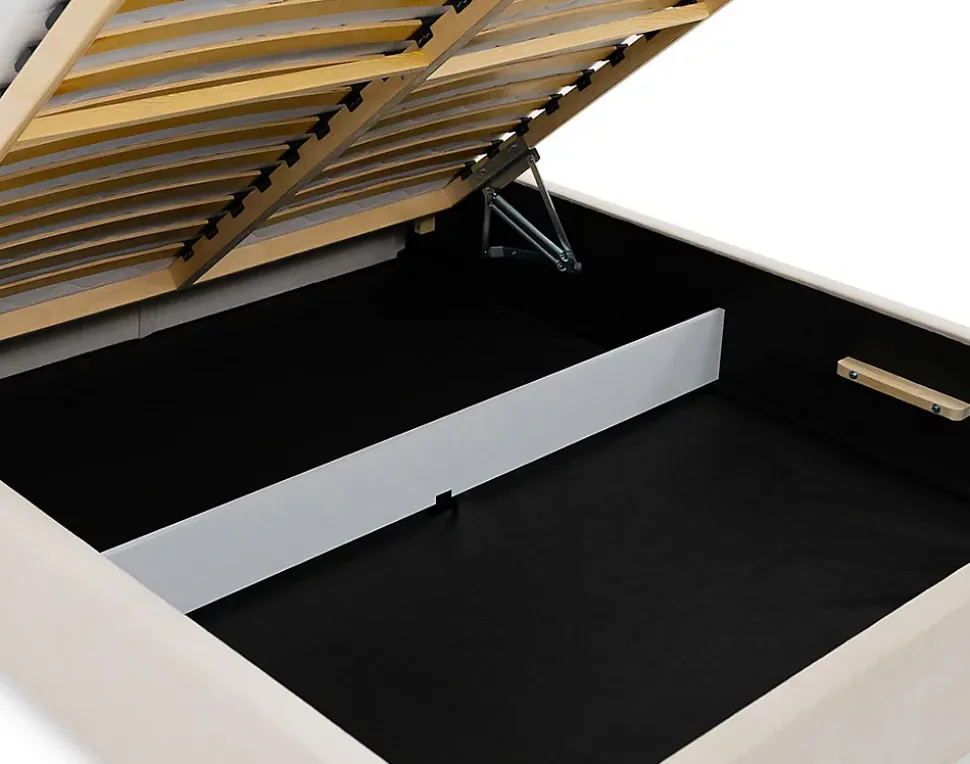 John - lit coffre - 140x200 cm - en velours - sommier inclus - Best Mobilier