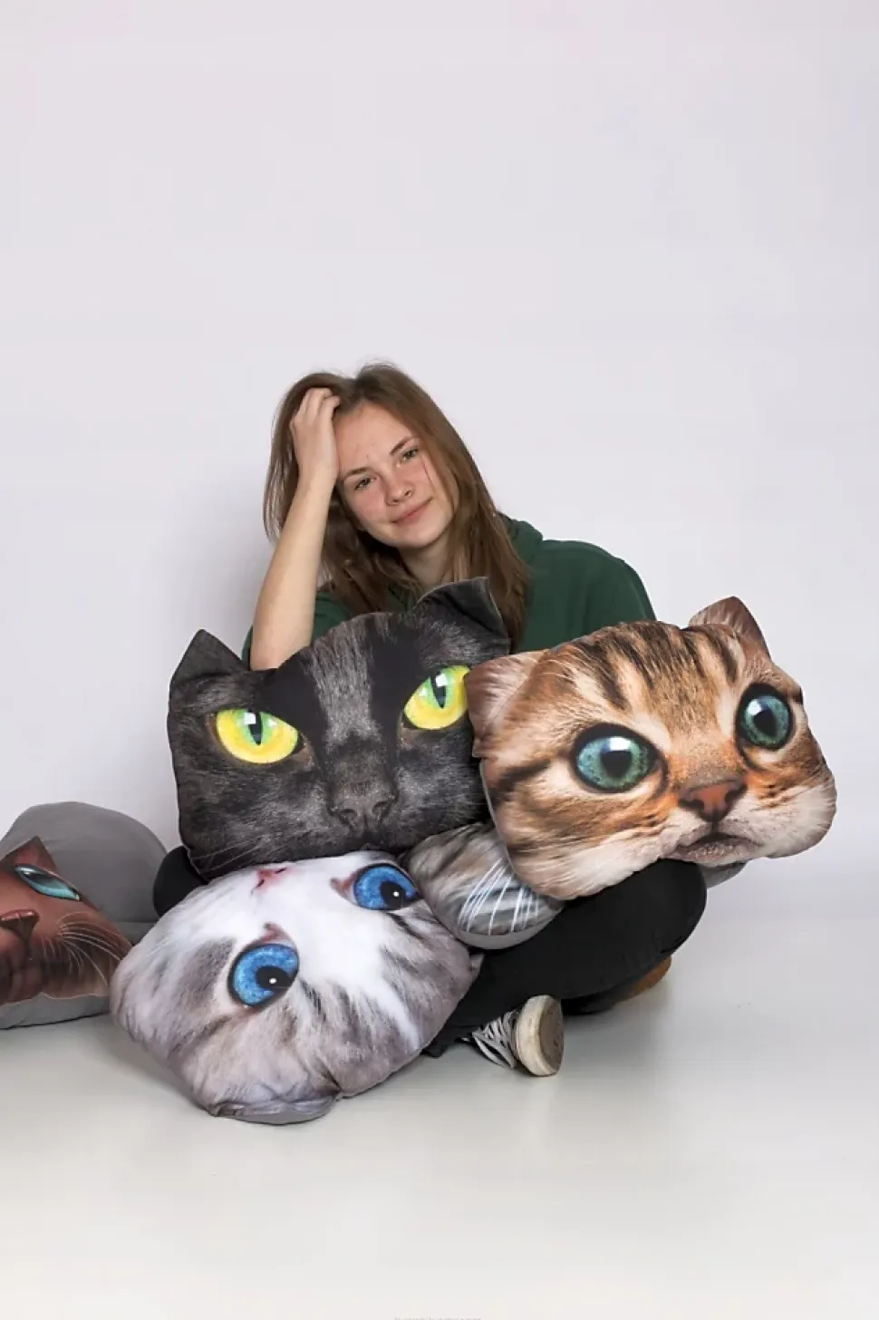 KADAX Coussin à motif imprimé mascotte chat 30x45 cm