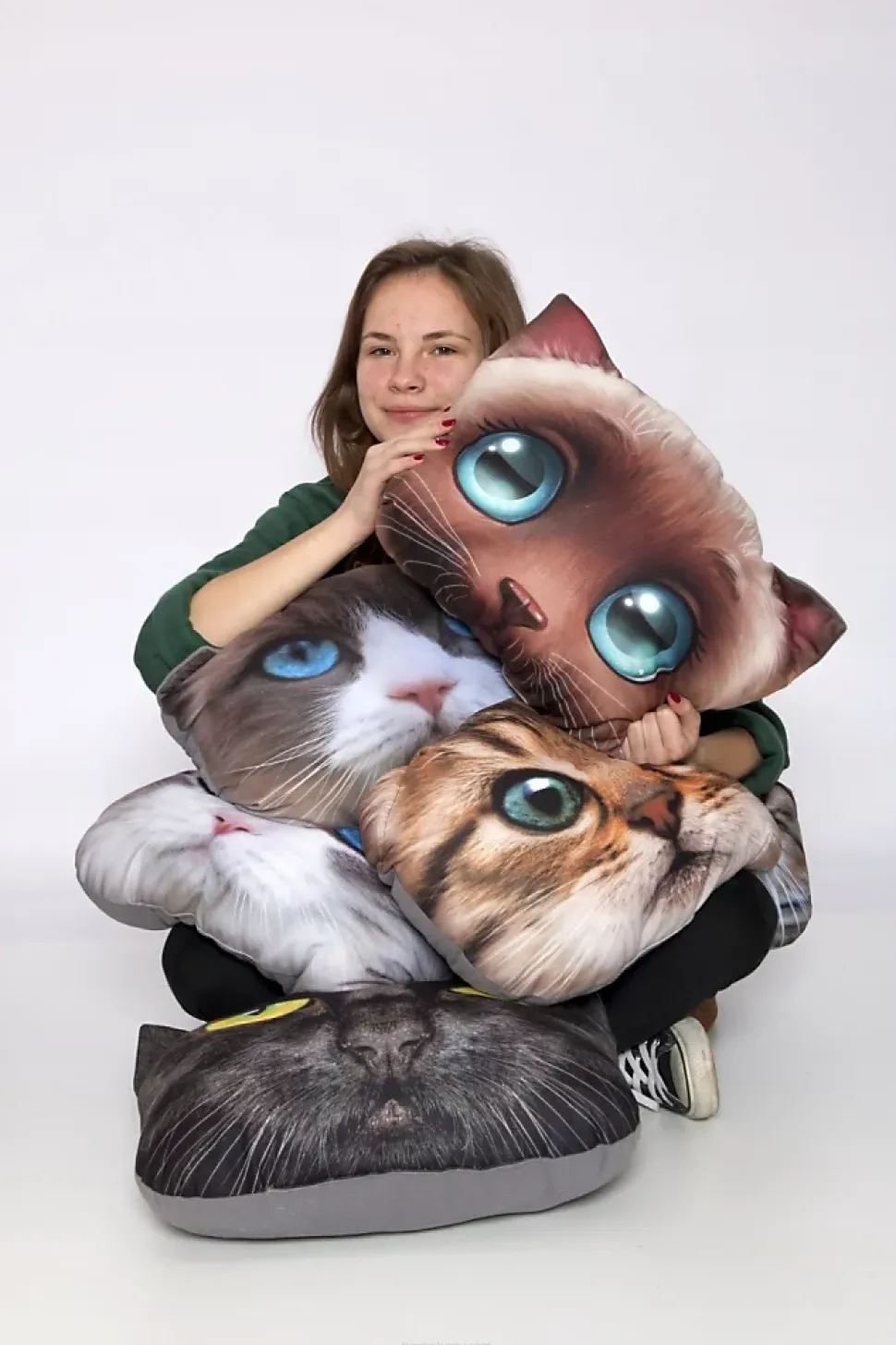 KADAX Coussin à motif imprimé mascotte chat 30x45 cm