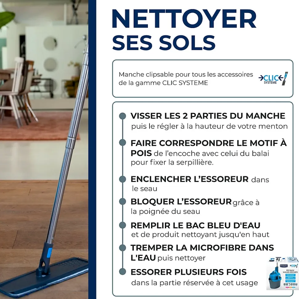 Kit balai mains sèches Starwax compatible clic système