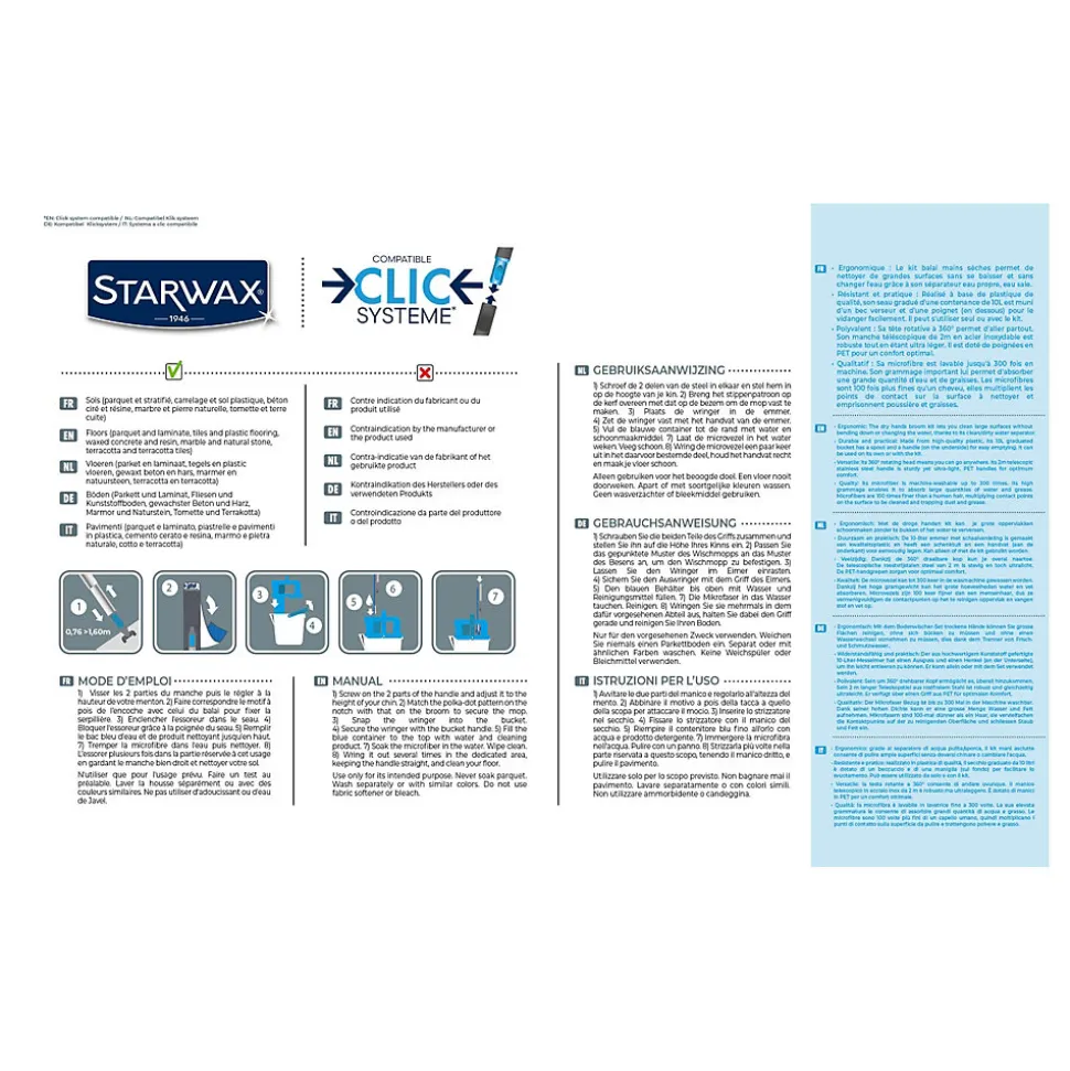 Kit balai mains sèches Starwax compatible clic système