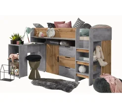 KONKRET 1 Lit superposé 203,3/125/106,6 (béton/wotan)