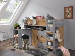 KONKRET 1 Lit superposé 203,3/125/106,6 (béton/wotan)