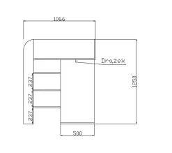 KONKRET 1 Lit superposé 203,3/125/106,6 (béton/wotan)