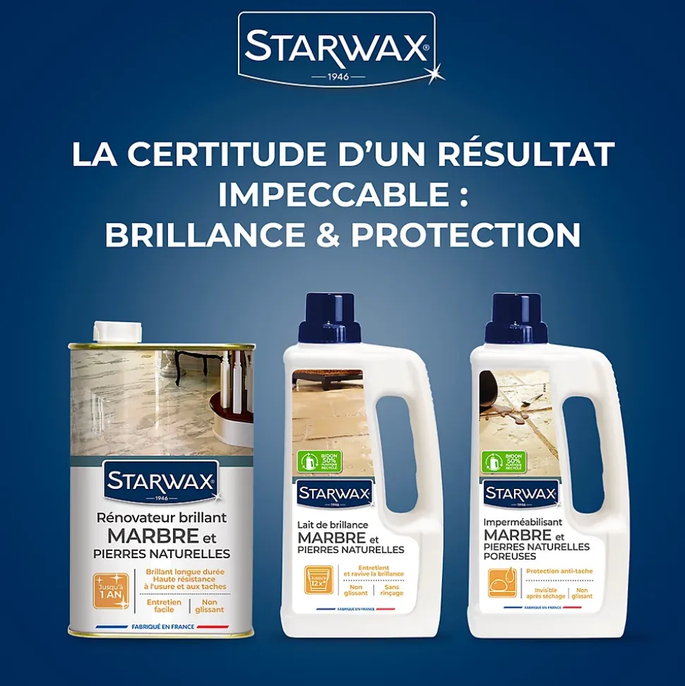 Lait brillant 2 en 1 marbre et pierres naturelles Starwax 1L