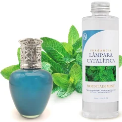 Lampe catalytique Aqua Marina + Parfum Mountain Mint 500 ml - Élimine mauvaises odeurs, parfume et améliore la qualité de l'air