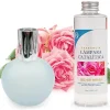 Lampe catalytique Bleu Gris Mat + Parfum Bed of Roses 200 ml - Élimine mauvaises odeurs, parfume et améliore la qualité de l'air