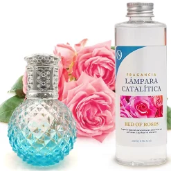 Lampe catalytique Blue Diamonds + Parfum Bed of Roses 200 ml - Élimine mauvaises odeurs, parfume et améliore la qualité de l'air