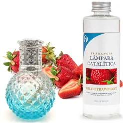 Lampe catalytique Blue Diamonds + Parfum Wild Strawberry 500 ml - Élimine mauvaises odeurs, parfume et améliore qualité de l'air