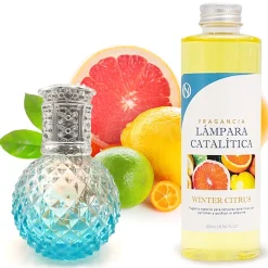 Lampe catalytique Blue Diamonds + Parfum Winter Citrus 500 ml - Élimine mauvaises odeurs, parfume et améliore qualité de l'air