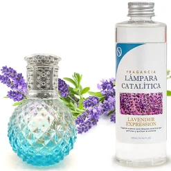 Lampe catalytique Blue Diamonds + Parfum Lavender Expression 500 ml - Élimine mauvaises odeurs, parfume et améliore qualité de air