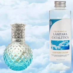 Lampe catalytique Blue Diamonds + Parfum Cotton Clean 200 ml - Élimine mauvaises odeurs, parfume et améliore la qualité de l'air