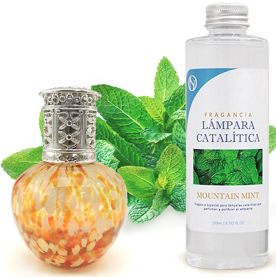 Lampe catalytique Drops Orange + Parfum Mountain Mint 500 ml - Élimine mauvaises odeurs, parfume et améliore la qualité de l'air
