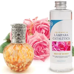 Lampe catalytique Drops Orange + Parfum Bed of Roses 200 ml - Élimine mauvaises odeurs, parfume et améliore la qualité de l'air