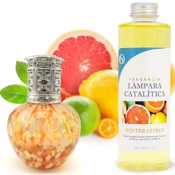 Lampe catalytique Drops Orange + Parfum Winter Citrus 200 ml - Élimine mauvaises odeurs, parfume et améliore la qualité de l'air
