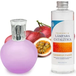 Lampe catalytique Fuchsia Mat + Parfum Caribbean Passion 200 ml - Élimine mauvaises odeurs, parfume et améliore qualité de l'air